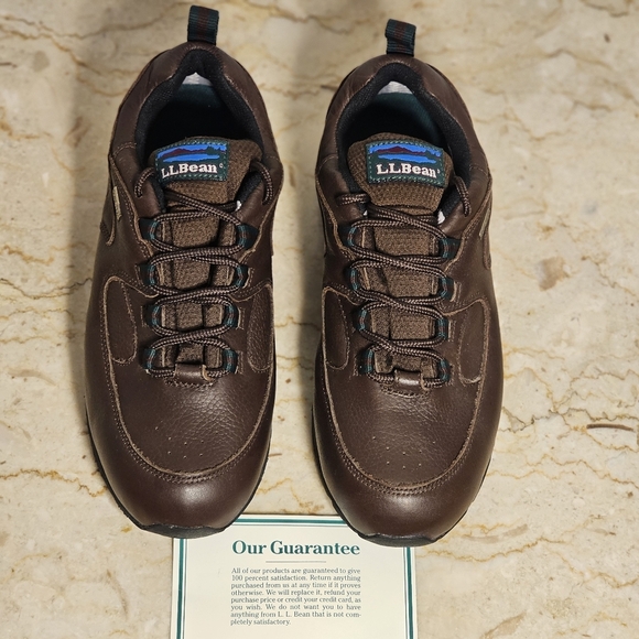 NWOB L.L. Bean Mens GORE-TEX Hiking Trail Brown Leather Lace-up Shoes 7.5 Wide - Picture 4 of 9